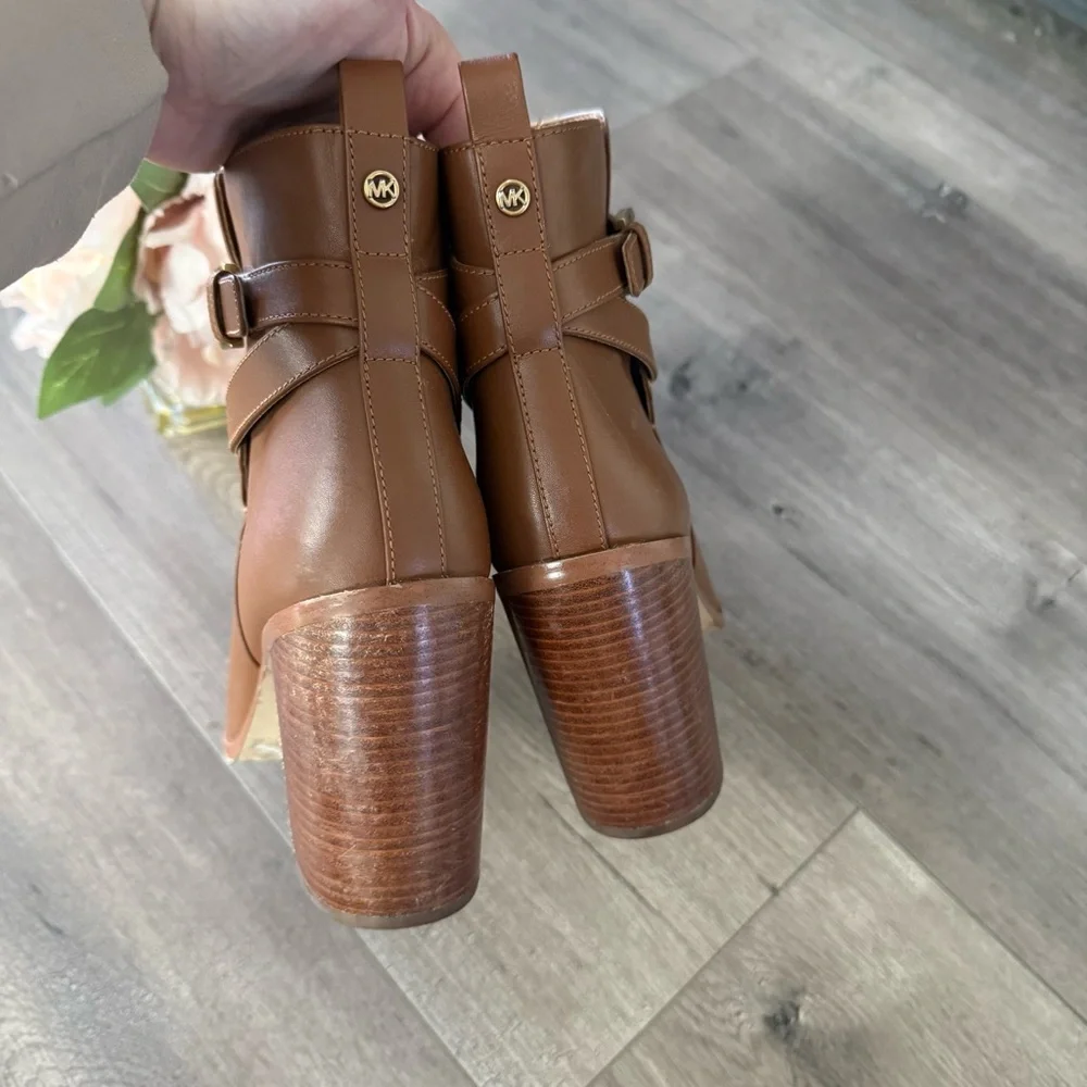 Michael Kors Cognac Leather Classic Heel Booties - Picture 6 of 9